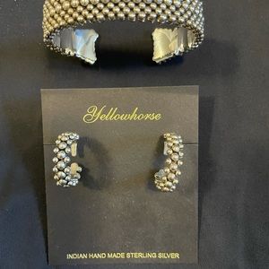 New Artie Yellowhorse Sterling Silver cuff wide bracelet and earrings